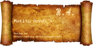 Matity Arnót névjegykártya